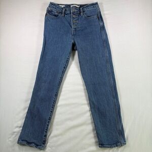 Levi's Wedgie Straight Jeans Womens 26 Blue‎ Cotton Denim High Rise Button Fly